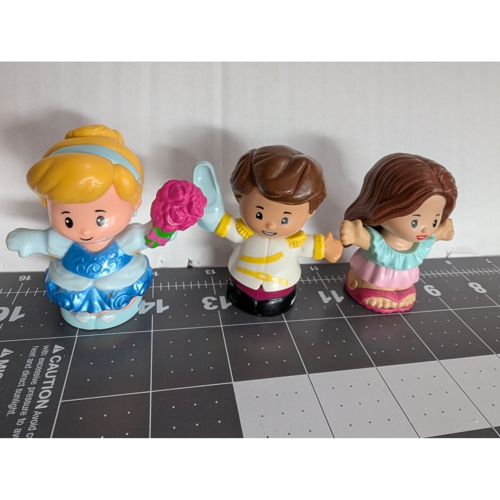 Little People lot 3 Cinderella bright pink flower Prince & Bonus Barbie Beach